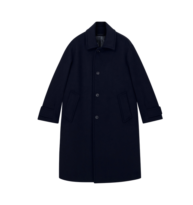 Image 1 of 1 - BLACK - Giorgio Armani Men's Wool Cashmere Topper Coat is crafted from a luxurious wool and cashmere blend, offering exceptional warmth, softness, and timeless sophistication. Tailored with a refined silhouette and finished with a smooth lining, it embodies Giorgio Armani's signature elegance. Fabric: 95% Wool, 5% Cashmere. Lining: 63% Acetate, 37% Viscose.