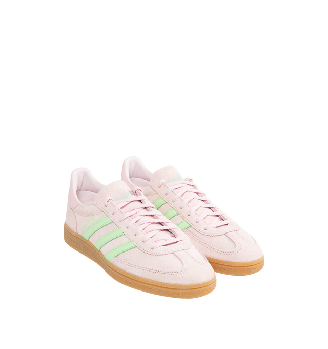 Image 2 of 5 - PINK - ADIDAS Handball Spezial Sneaker featuring smooth leather upper accented with premium suede details, regular fit, lace closure, synthetic lining and rubber outsole.