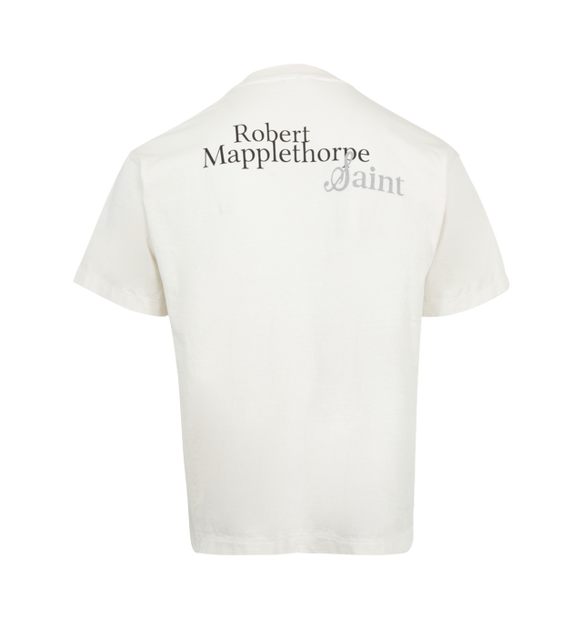 Image 2 of 2 - WHITE - SAINT MICHAEL Embrace Tee featuring soft cotton, ribbed neck, printed graphics, relaxed fit, and short sleeves. 100% cotton.