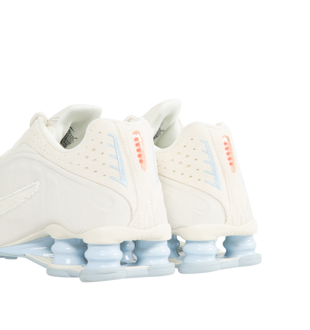 Image 3 of 5 - WHITE - NIKE Shox R4 SE Sneaker featuring synthetic, leather and textile upper, Nike Shox cushioning, circular Waffle outsole and laser perforations throughout.