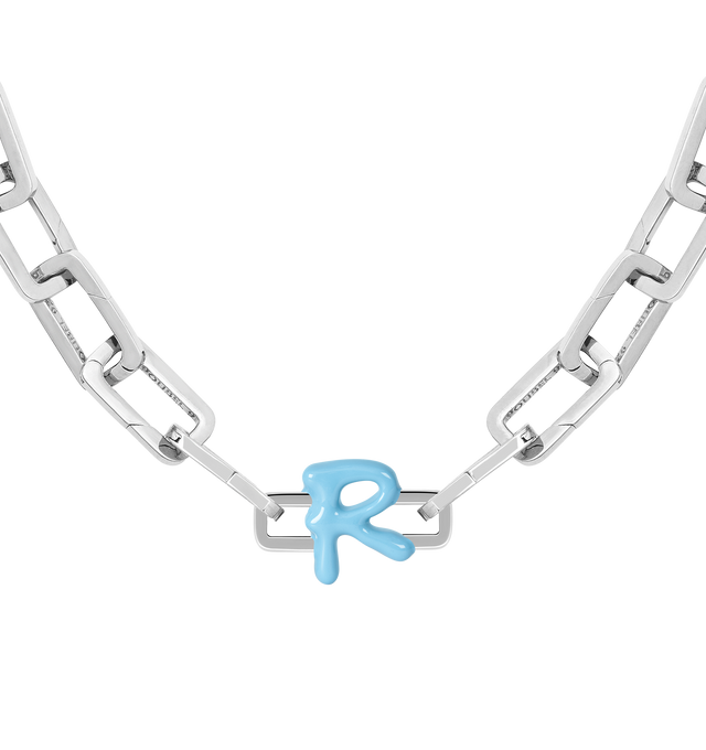 Image 8 of 8 - BLUE - Poubel by The Gstaad Guy "R" charm from the Alphabet Collection. All charms are made of .925 sterling silver, and are hand-painted using non-toxic lead-free enamel.Links sold separately. Hirshleifers offers a range of initial pieces from this collection in-store. For personal consultation and detailed information about jewelry, please contact our dedicated stylist team at personalshopping@hirshleifers.com