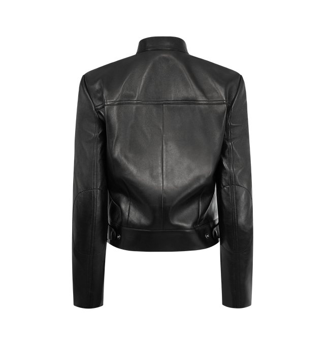 Image 2 of 4 - BLACK - TOM FORD Nappa Leather Racer Jacket featuring a sculpted racer jacket cut in supple nappa leather, a band collar and silver-tone zipped pockets. 100% lamb leather. Lining: 100% viscose. Made in Italy.