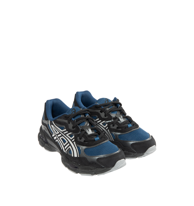 Image 2 of 5 - BLACK - ASICS GEL-NYC Polar Sneaker featuring lace up closure, layered upper construction, rearfoot and forefoot GEL technology, suede and synthetic and fabric upper, fabric lining and rubber sole.
