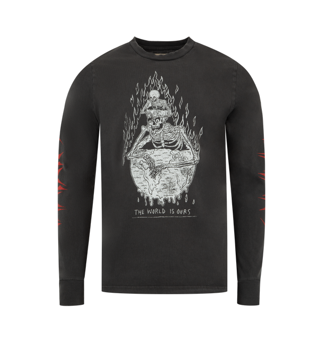 Image 1 of 3 - BLACK - GALLERY DEPT. The World is Ours Tee featuring relaxed long sleeve tee, front and back graphic, 'ATK' logotype on sleeves and regular fit. 100% cotton.