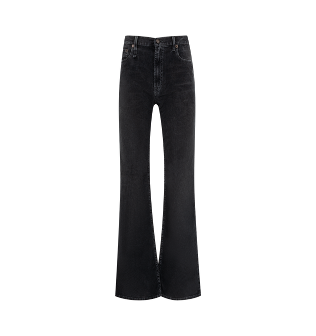 Image 1 of 3 - BLACK - R13 Jane Jean featuring a high rise, a flared leg, 5-pocket styling, button closure and zip fly. 98% cotton, 2% polyurethane.