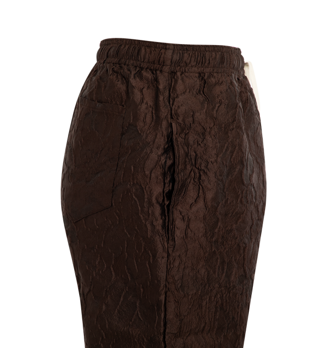 Image 3 of 3 - BROWN - LITE YEAR Drawstring Pant featuring elastic waistband, straight leg, back pockets, side pockets and Italian fabric. 82% PL/18% PA. 