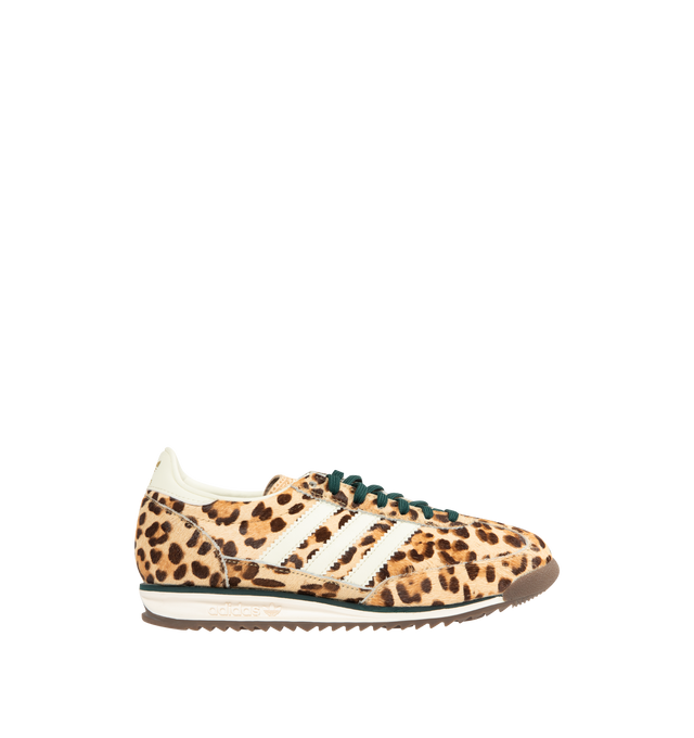 Image 1 of 5 - BROWN - ADIDAS Leopard Print SL 72 OG Sneaker featuring regular fit, leather upper, textile sockliner, rubber outsole, pony hair finish, leopard print, Ecotex textured tongue, Trefoil branding on tongue and heel and textured tongue.