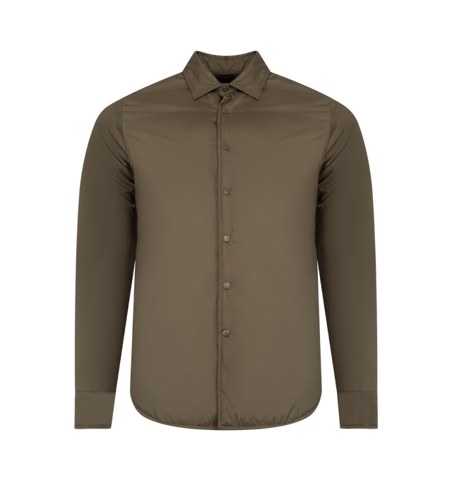 Image 1 of 2 - GREEN - ASPESI Camicia Re-shirt Casual Jacket featuring classic collar, closure with pressure buttons, long sleeves and button cuffs. 100% polyamide.