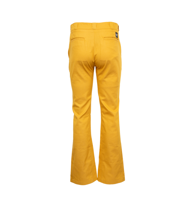 Image 2 of 8 - YELLOW - GALLERY DEPT. LA CHINO FLARES featuring mid-rise, slim fit along the leg, flare hem and stamp logo above the right pocket. 100% cotton. 