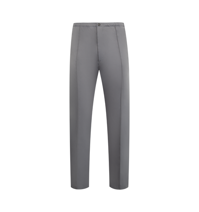 Image 1 of 3 - GREY - NEEDLES Warm Up Pant featuring tapered leg, sporty design with a drawcord waist and zip pockets and embroidered butterfly logo. 86% polyester, 12% wool, 2% polyurethane. Made in Japan.
