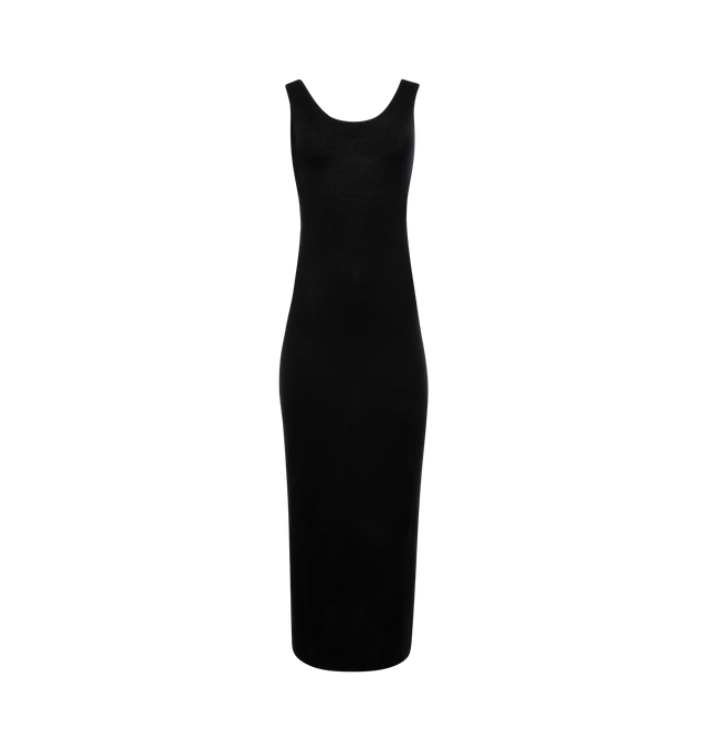 Image 1 of 2 - BLACK - SAINT LAURENT Tank Dress featuring scoop neck, sleeveless, midi length and unlined. Made in Italy.  