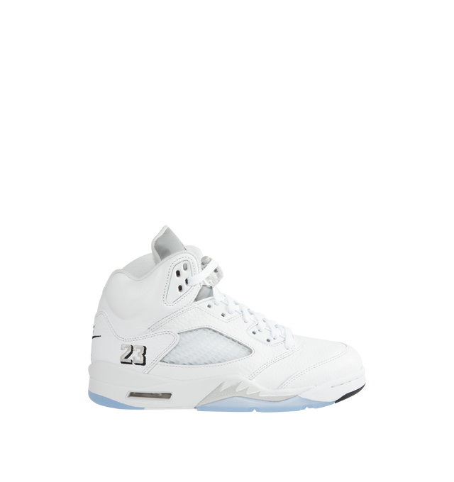 Image 1 of 5 - WHITE - JORDAN Air Jordan 5 Retro OG Sneaker featuring real and synthetic leather mix with textiles on the upper, Nike Air technology, foam midsole and rubber in the outsole.