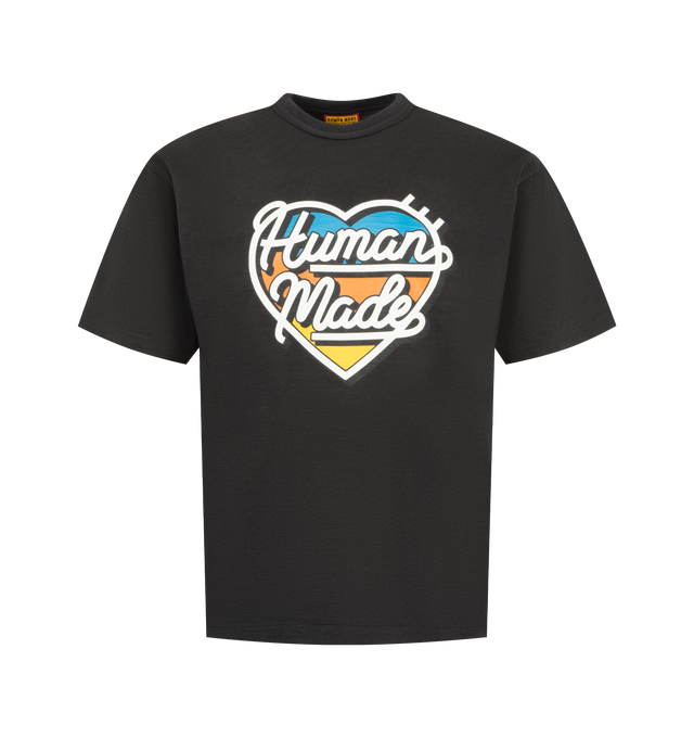 Image 1 of 2 - BLACK - HUMAN MADE Graphic T-Shirt featuring colorful heart logo on the front, crew neck, short sleeves and regular fit. 100% cotton.