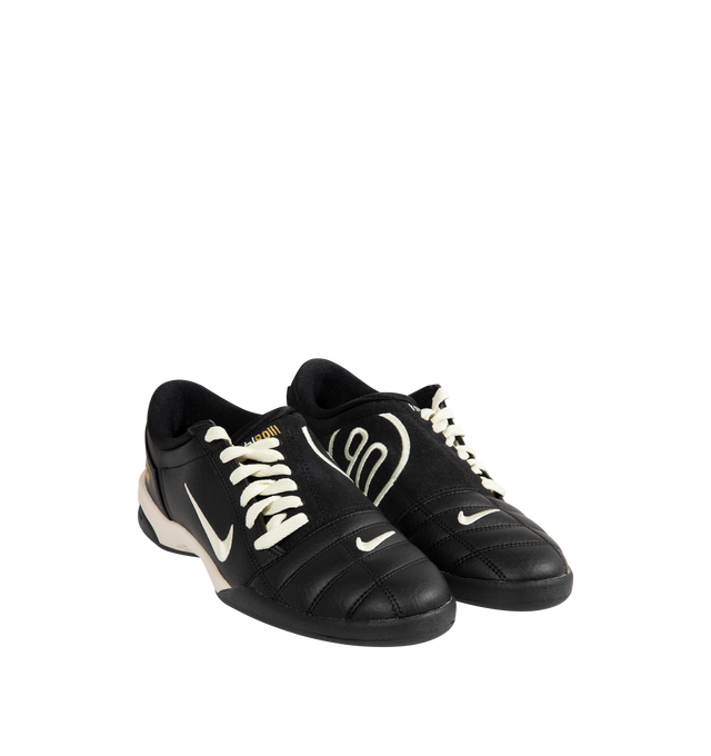 Image 2 of 5 - BLACK - NIKE Total 90 Sneaker featuring original quilted upper, asymmetrical lacing, soft suede with synthetic leather, rubber outsole, low-cut silhouette, padded collar and foam midsole.