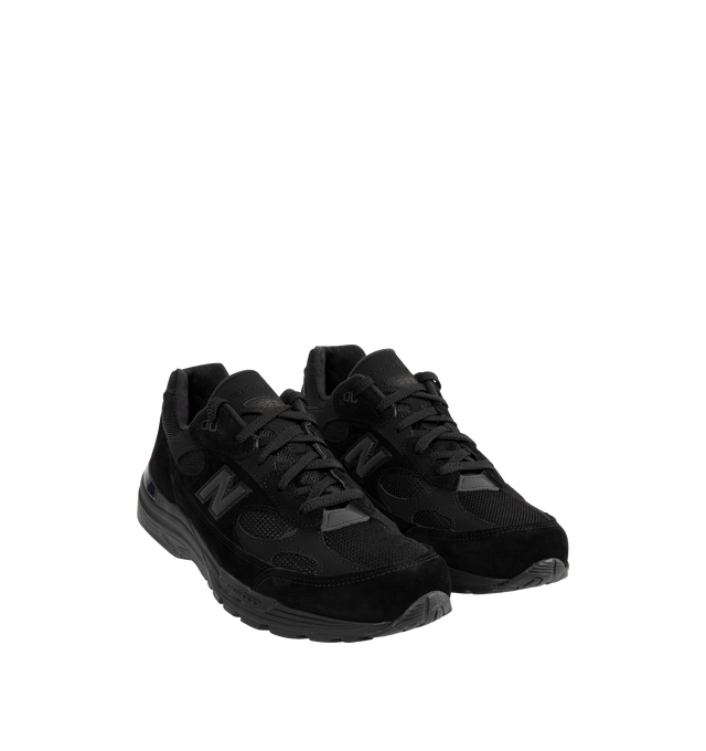Image 2 of 5 - BLACK - NEW BALANCE 992 Core Sneaker featuring suede overlays, mesh upper, ABZORB cushioning at heel and forefoot, combination ENCAP and C-CAP midsole, reflective accents designed to catch the light and NDurance rubber outsole.