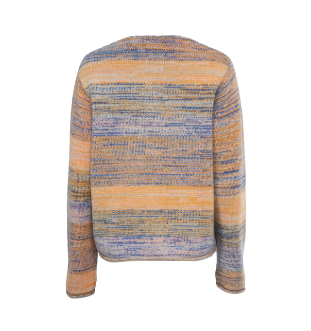 Image 2 of 3 - MULTI - THE ELDER STATESMAN Cosmic Striped Cardigan featuring scoop neckline, front button placket and rolled cuffs and hem. 100% cashmere. Made in USA. 