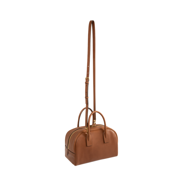 Image 2 of 3 - BROWN - SAINT LAURENT Sac de Jour Boston Bag featuring top handles, an adjustable and detachable strap, cotton and linen lining, bronze-tone hardware, zip closure and two zip pockets. Calfskin leather. Made in Italy.