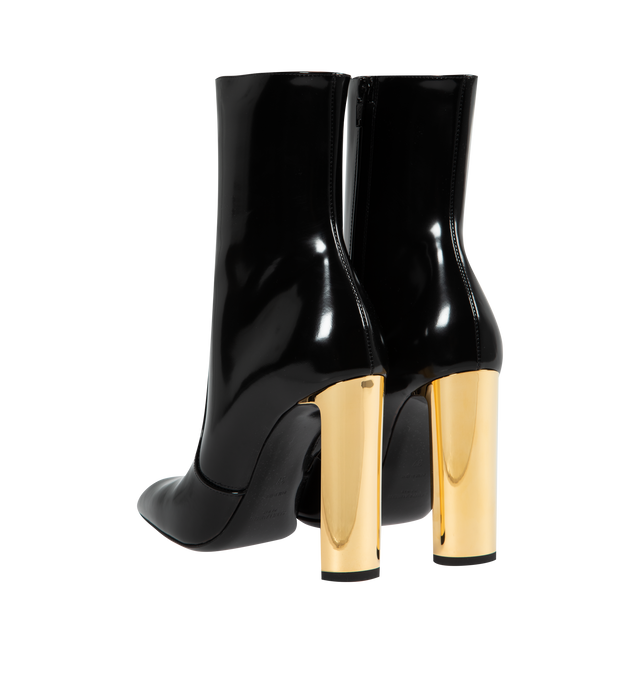 Image 3 of 4 - BLACK - SAINT LAURENT ANKLE BOOTS WITH A SQUARE POINTED TOE AND GOLD-PLATED SETBACK HEEL, FEATURING A SIDE ZIP CLOSURE. TOTAL HEEL HEIGHT: 10.5 CM / 4.1 INCHES. 100% CALFSKIN LEATHER WITH LEATHER SOLE. MADE IN ITALY. 