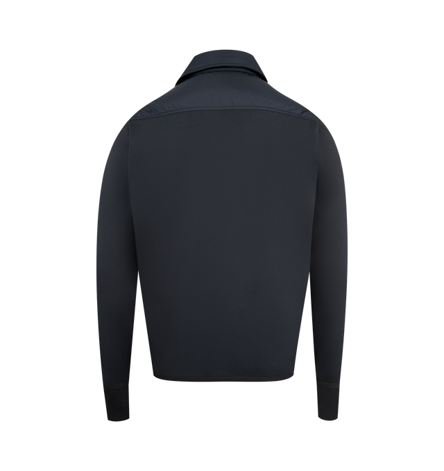Image 2 of 3 - BLUE - MONCLER GRENOBLE Padded Zip-Up Cardigan featuring down-filled rainwear front, padded, gauge 14, water-repellent look zipper closure, pockets with snap button closure and stretch jersey wrist gaiters. 100% polyamide/nylon. 100% polyester. Padding: 90% down, 10% feather. Made in Moldova.