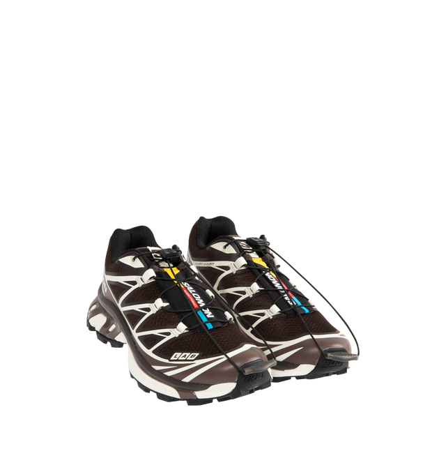 Image 2 of 5 - BLACK - SALOMON XT-6 Sneaker featuring Mud Contagripsole, Agile Chassis System, single layer mesh upper, abrasion-resistant TPU material, textile lining, EndoFit, lace pocket, protective toecap, sensiFIT, molded OrthoLite sockliner and quickLACE.