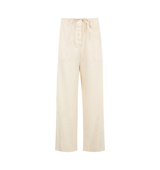 Image 1 of 3 - WHITE - STUDIO NICHOLSON Sheer Trousers featuring drawstring at waistband, four-pocket styling, exposed button fly and relaxed fit. Made in Portugal.