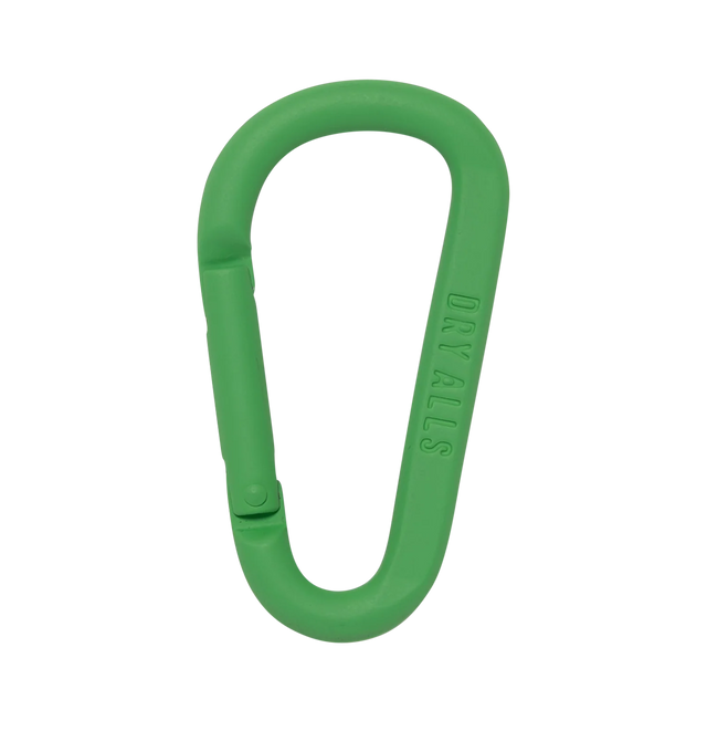 Image 2 of 2 - GREEN - HUMAN MADE Carabiner featuring D-shaped, lightweight aluminum, strong rust resistance, straight gate design and HUMAN MADE and DRY ALLS engraving. 7cm. Aluminium.