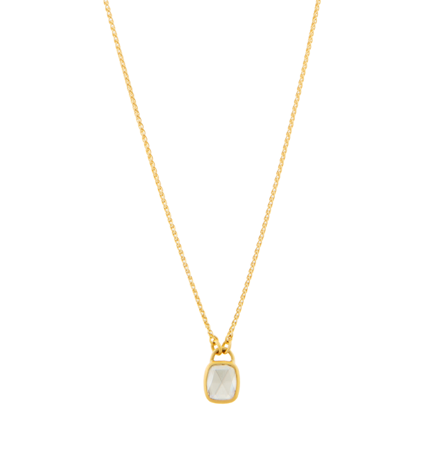 Image 1 of 1 - GOLD - Eli Halili Diamond Pendant Necklace is handcrafted with a cushion rose-cut diamond set in solid 22K yellow gold and suspended from an elegant 18K yellow gold Spiga chain. Designed and hand forged in New York, this designer fine jewelry necklace showcases Eli Halili's signature blend of ancient-inspired artistry and exceptional craftsmanship, creating a timeless statement piece with refined brilliance. Main Materials: 22K Yellow Gold and 18K Yellow Gold. Gemstone: Cushion Rose-Cut Diamo