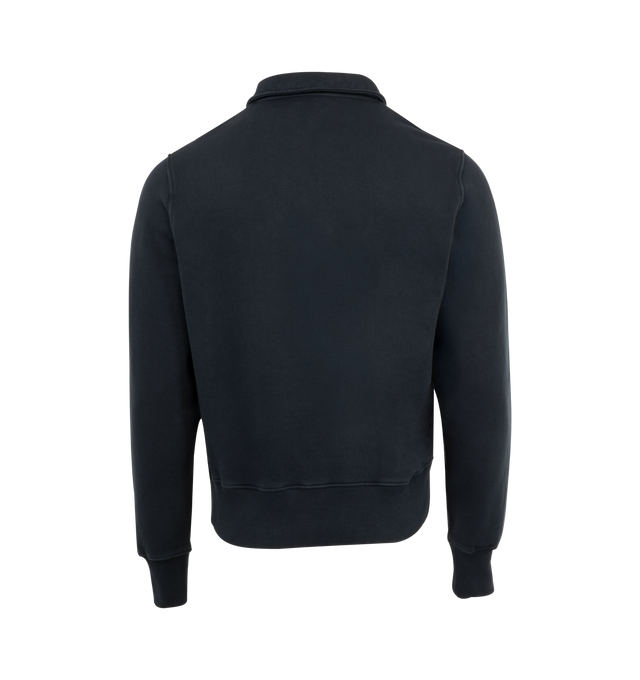 Image 2 of 2 - GREY - MERZ B. SCHWANEN Zip Collar Sweatshirt featuring half-zip, polo collar, chest pocket, triangle inserts under the arms, relaxed fit and no shrinkage. 100% cotton.