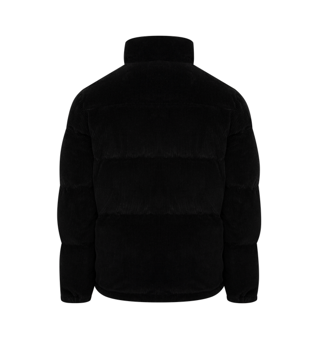 Image 2 of 4 - BLACK - MONCLER Serrant Corduroy Short Down Jacket featuring polyester lining, down-filled, zipper and snap button closure, zipped pockets, chest pocket with zipper and snap button closure, adjustable cuffs and hem with elastic drawstring fastening. 100% cotton. Padding: 90% down, 10% feather. Made in Romania.