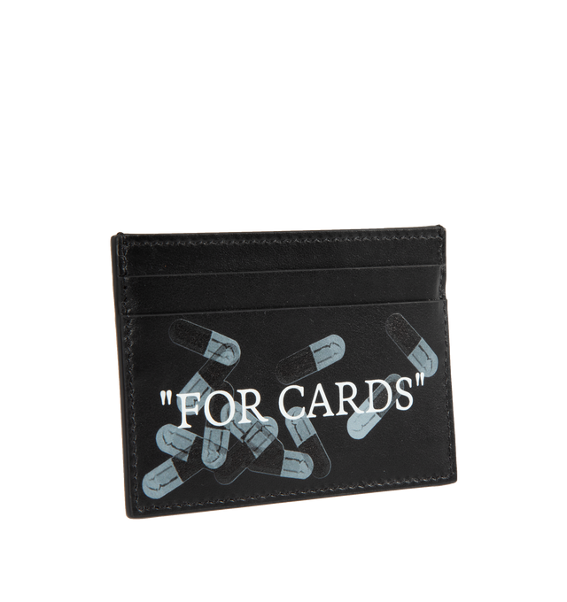Image 2 of 3 - BLACK - OFF-WHITE Quote Bookish X-Ray Cardholder featuring slogan print to the front and rear, graphic print to the front and card slots. 100% calf leather. 