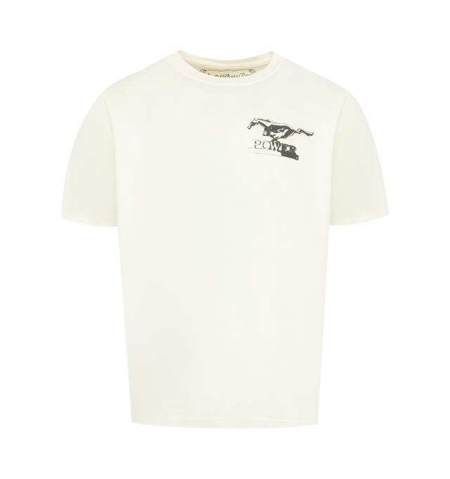Image 1 of 2 - WHITE - ONE OF THESE DAYS Mustang Cross T-Shirt featuring crewneck, short sleeves and graphic on front and back. 100% cotton.