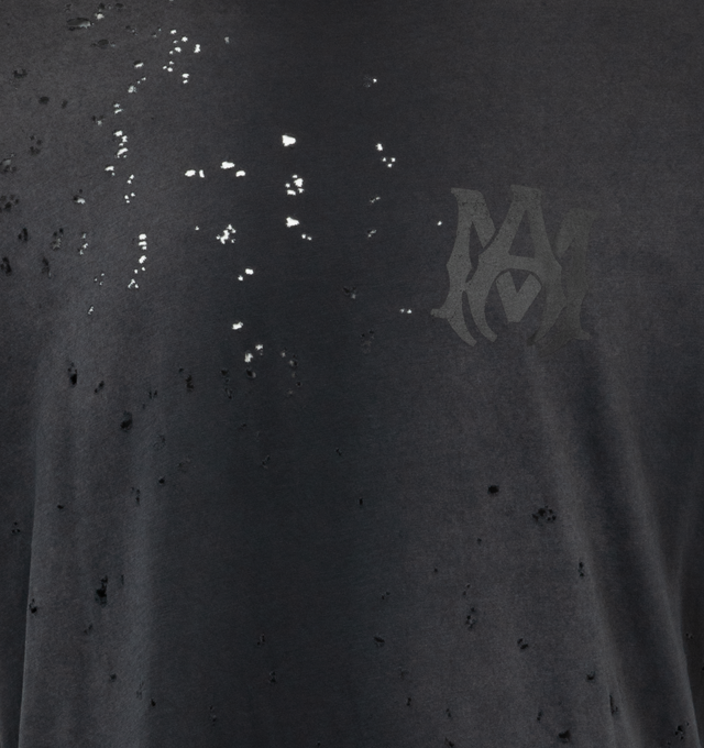 Image 3 of 4 - BLACK - AMIRI MA CORE LOGO TEE is a faded shotgun jersey t-shirt and has a crew neckline, faded Amiri logo at back, short sleeves, pullover style and fits true to size. 100% cotton. 