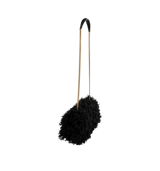 Image 3 of 4 - BLACK - SAINT LAURENT Jamie Medium Shearling Bag featuring a sliding chain strap for shoulder or crossbody carry, cotton lining, bronze-tone hardware and snap-button closure. 12.2" x 7.5" x 4.7". Single strap drop: 20.5". Folded strap drop: 10.6". Lambskin. Made in Italy.