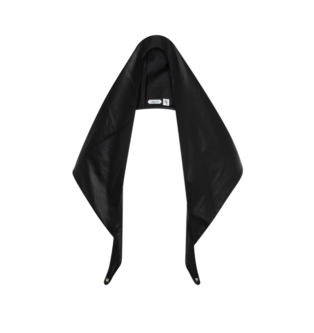 Image 1 of 3 - BLACK - LANVIN LAB X FUTURE Shoulder length leather hood with spiked ends falling to the front. 100% calf leather. Made in Italy. 