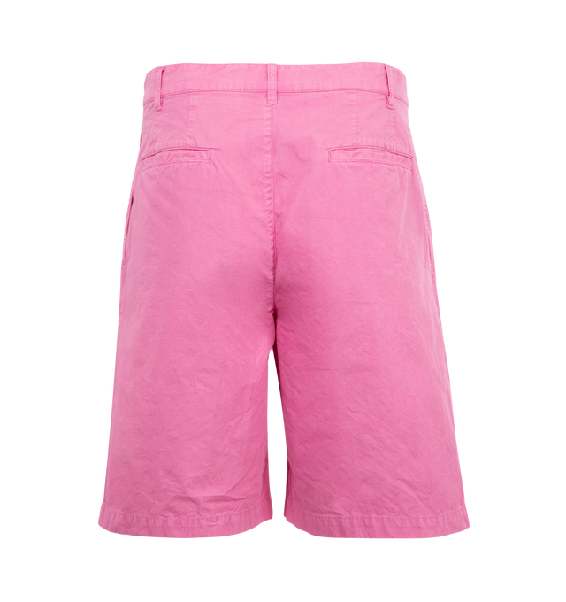 Image 2 of 3 - PINK - ASPESI Bermuda Shorts featuring garment-dyed cotton canva, a double front pleat, side pockets, welt pockets on the back, zip and button fastening and loose fit. 100% cotton.