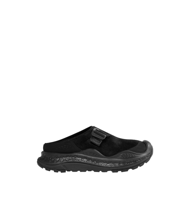 Image 1 of 5 - BLACK - HOKA Ora Primo EXT Shoe featuring a suede upper, G-hook closure that cinches down reflective webbing, scratch rubber toe and heel details, metal hardware, neoprene collar lining and dual-layer EVA midsole.