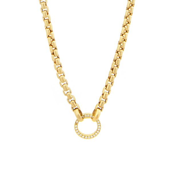 Image 2 of 2 - GOLD - JENNA BLAKE Diamond Clasp Box Chain Necklace featuring 18K yellow gold, diamond clasp and 30" length.