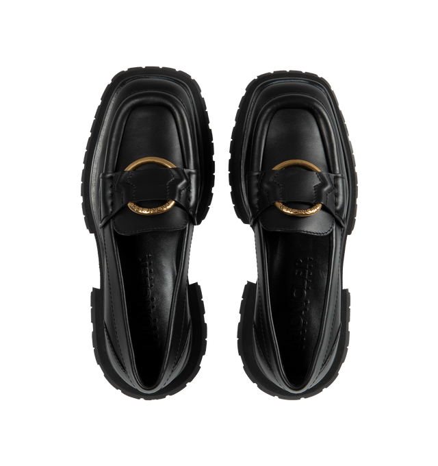 Image 4 of 4 - BLACK - MONCLER Bell Leather Loafers featuring leather upper, leather insole, micro rubber midsole and rubber tread. Sole height 3.2 cm. Upper: cow. Lining: lamb. Sole: 100% elastodiene. 