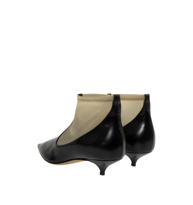 Image 3 of 4 - BLACK - THE ROW Mesh Bootie featuring pull-on boot in glossy nappa leather and sheer mesh with pointed toe and leather sole. 60% nylon, 40% lambskin leather. Leather sole. Made in Italy.