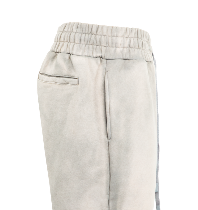 Image 3 of 4 - GREY - WHO DECIDES WAR Faded Sweatpant featuring relaxed fit, faded graphic in chapel window pattern, flared legs, two back pockets and elasticated drawstring waistband. 100% cotton.