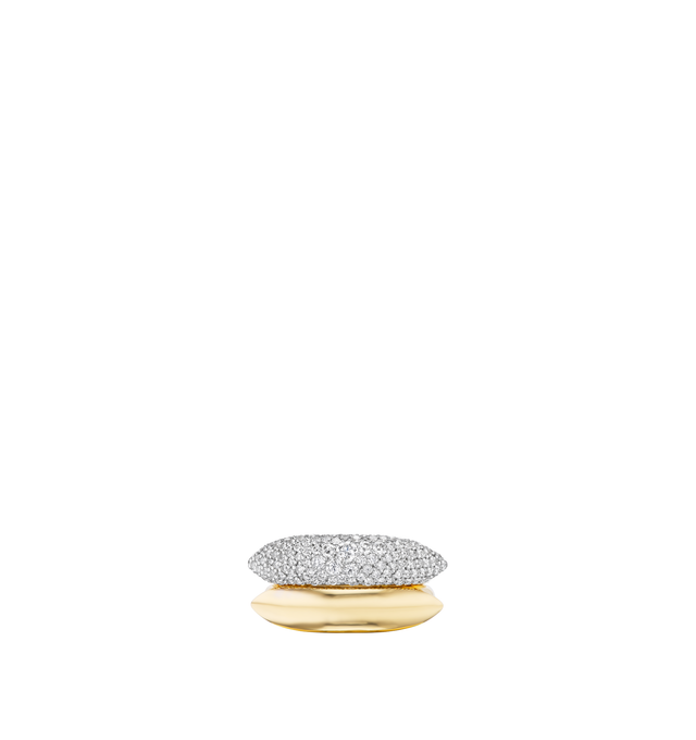 Image 1 of 6 - GOLD - Uniform Object Shard Ring featuring 39.8 g of solid 18K yellow gold with 2.19 TCW round pav diamonds. Handcrafted in New York City. For personal consultation and detailed information about jewelry, please contact our dedicated stylist team at personalshopping@hirshleifers.com.This item may be restricted for online purchase to international clients. For assistance purchasing this item please contact our dedicated stylist team at personalshopping@hirshleifers.com.