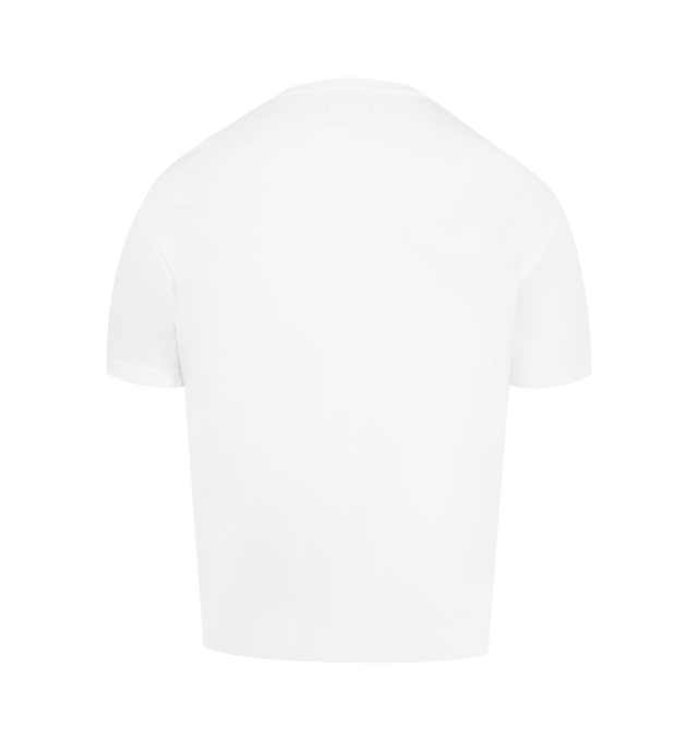 Image 2 of 2 - WHITE - VISVIM Cotton Crewneck Short Sleeve T-Shirt featuring jumbo silhouette and "HOT LAP Magic" Print Detail. 100% Cotton with one wash.