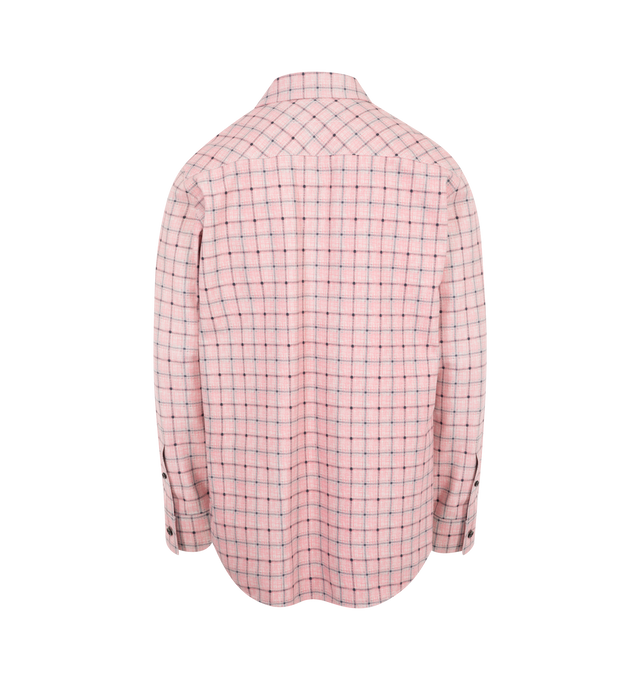 Image 2 of 2 - PINK - Bottega Veneta Men's Shirt in printed flannel check leather with button-front closure. 100% calfskin, unlined. Made in Italy.