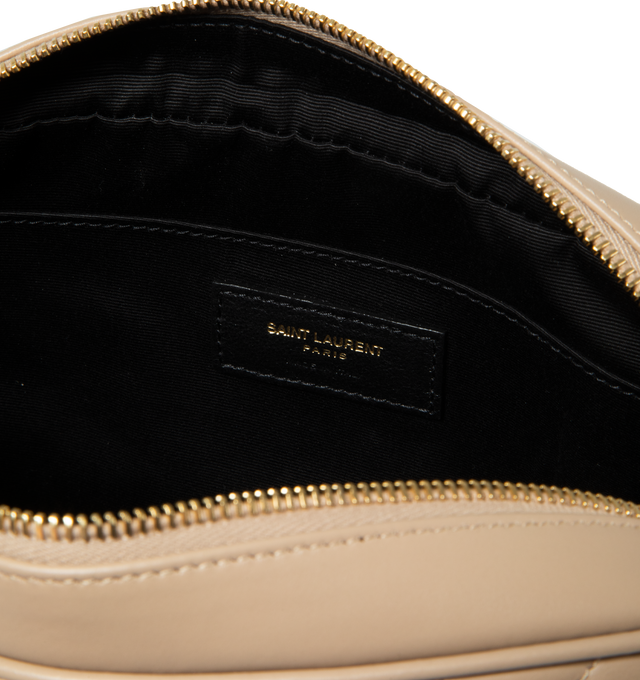 Image 3 of 3 - NEUTRAL - SAINT LAURENT Lou quilted handbag featuring gold hardware. Dimensions: 9 X 6.2 X 2.3 inches. 100% leather. Made in Italy.