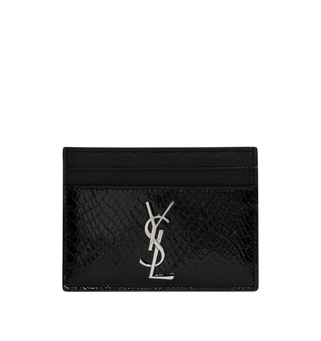 Image 1 of 3 - BLACK - SAINT LAURENT Credit Card Case featuring 5 card slots, silver toned hardware and leather lining. 4.1 X 2.9 X 0.1 inches. Made in Italy. 