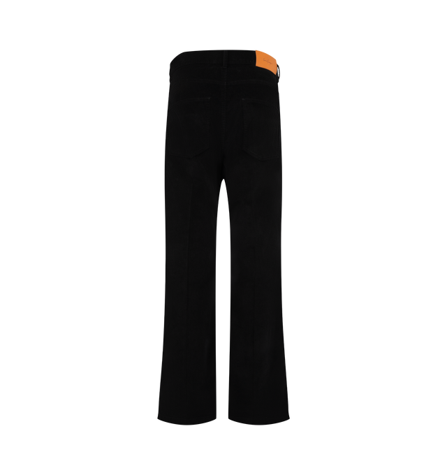 Image 2 of 3 - BLACK - Second/Layer Men's Big Papi Pants are crafted from cotton corduroy and feature a relaxed straight-leg silhouette with a longer classic rise. Designed with a zip fly, Second/Layer-branded waistband button shank closure, and a leather back patch, this everyday style combines vintage-inspired proportions with refined finishing details. Main Material: 100% Cotton Corduroy. Fit: Relaxed Straight Leg.