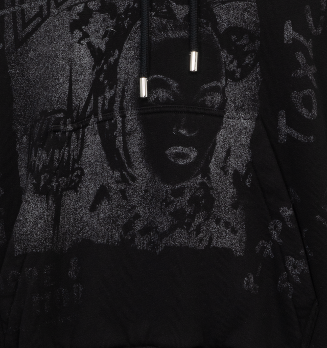 Image 3 of 4 - BLACK - LANVIN LAB X FUTURE Printed Hoodie featuring drawstring hood, ribbed cuffs and hem, graphic print on front and back and kangaroo pocket. 100% cotton. 