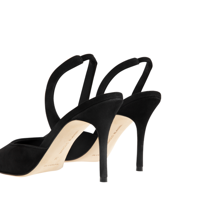 Image 3 of 4 - BLACK - MANOLO BLAHNIK Borelapla Slingback Pump featuring suede upper, point toe, elasticated slingback strap, leather insole and leather sole. Heel measures 90mm. Made in Italy.