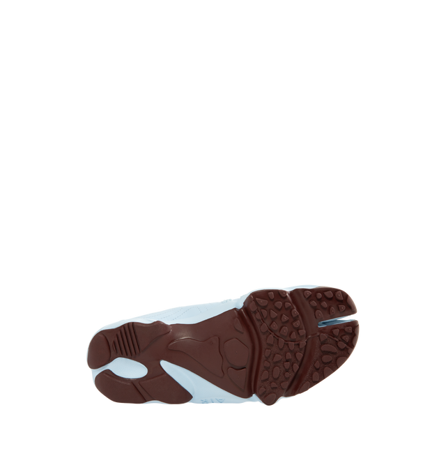 Image 4 of 5 - BLUE - Nike Women's Air Rift Shoes feature the iconic split-toe silhouette inspired by barefoot running and designed for effortless everyday comfort. Crafted with a genuine leather upper that softens and develops character over time, this distinctive style is equipped with adjustable buckle straps for a secure fit and a Nike Air unit in the heel paired with a plush foam midsole for lightweight cushioning. Finished with rugged rubber outsole detailing for enhanced traction and durability. Main