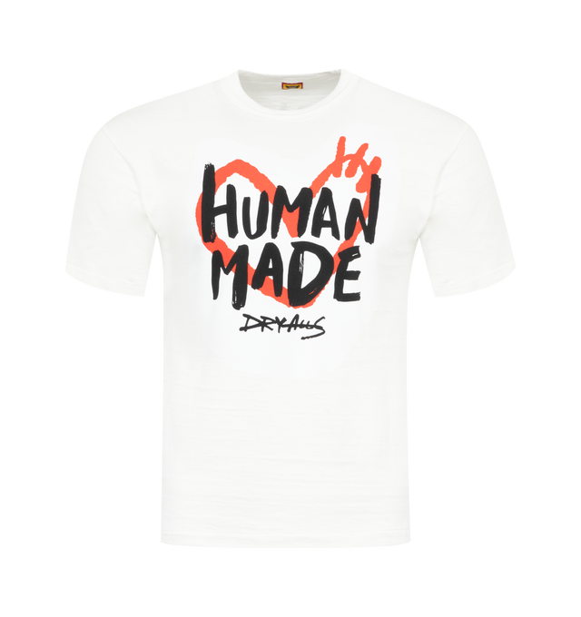 Image 1 of 2 - WHITE - HUMAN MADE Graphic T-Shirt featuring short sleeves, ribbed crewneck and screen printed graphic on front. 100% cotton.  